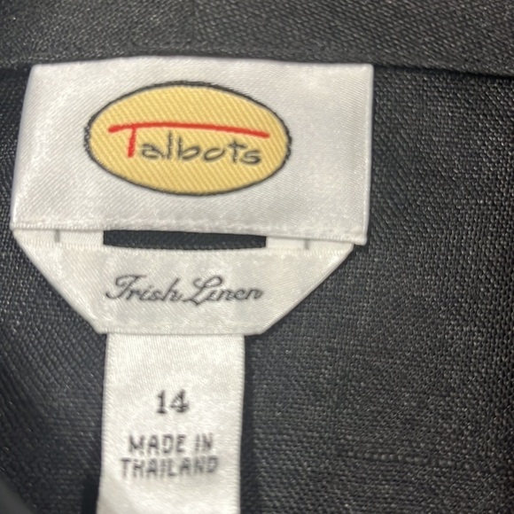 Nwt Talbots  100% Irish linen black button down blouse size 14. - Picture 4 of 10